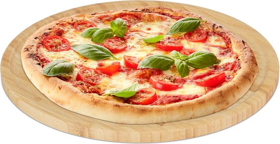 Foto: Eotia tagliere pizza snijplank bord hout 30 cm rond pizzaborden pizzasnijplanken