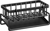 YONO Organisateur d'évier pour comptoir et Cuisine - Porte-torchon et éponge - Zwart