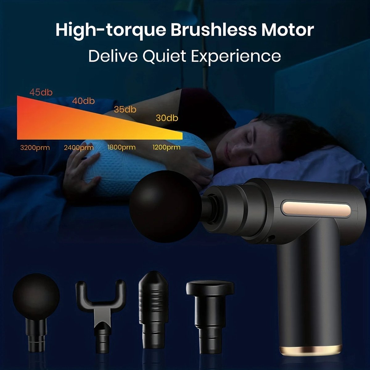 Afbeelding 2 van Massage Gun - Massage Apparaat - Massage Gun Professioneel - Diep Weefsel - Spierontspanning - Fitness Tool - Zwart