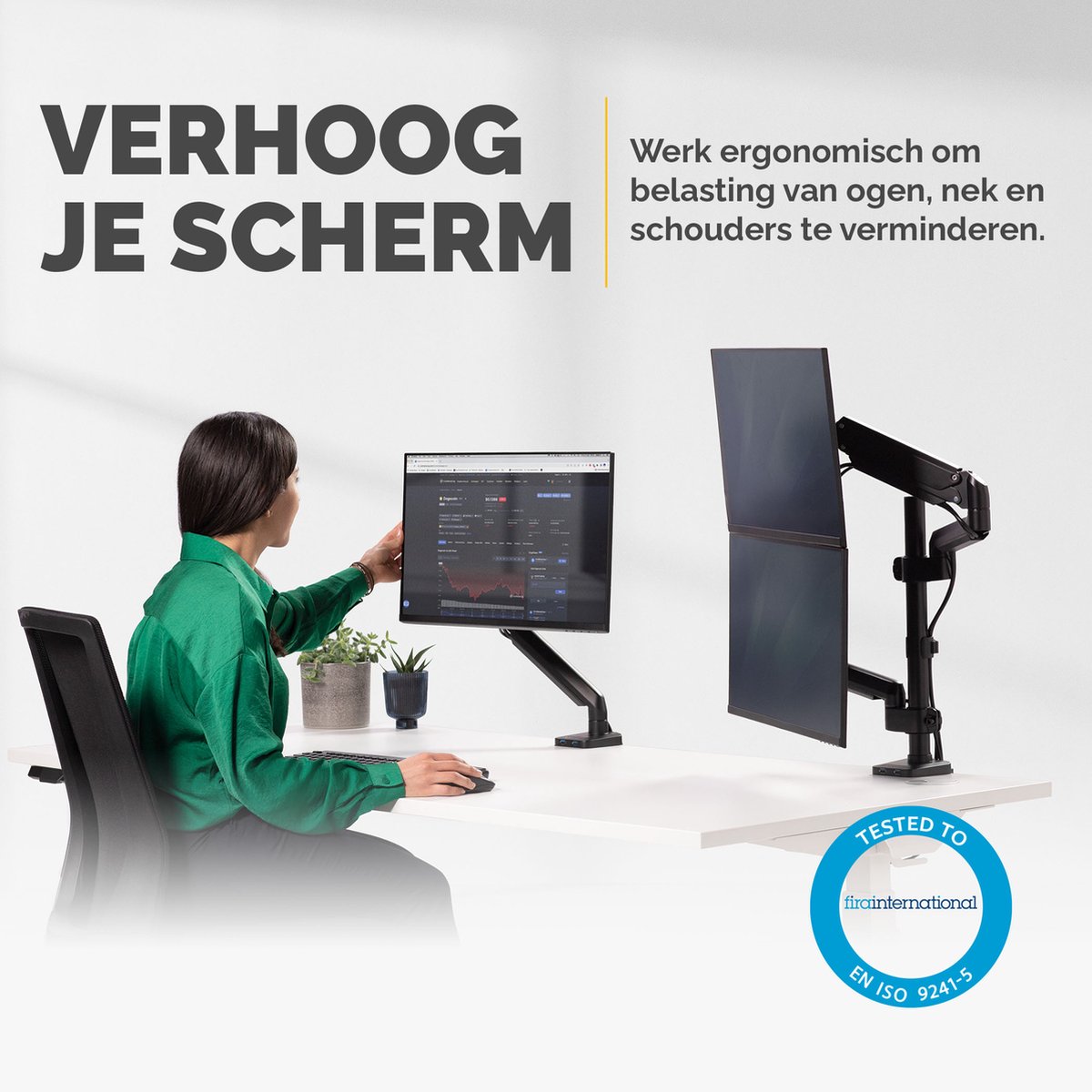 Fellowes Platinum dubbele monitorarm met gasveer thumbnail 2
