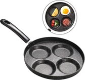 Bol.com 4-gaats pannenkoekenpan met anti-aanbaklaag en spiegel-pan - aluminium - voor ontbijt en groentepasta - gasfornuizen ind... aanbieding