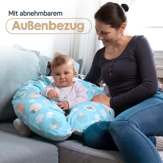 Voedingskussen en zwangerschapskussen 130 cm - zwangerschap en voedings kussen voor een baby Minky pregnancy breastfeeding and nursing pillow Oeko-Tex Afrika Kaki