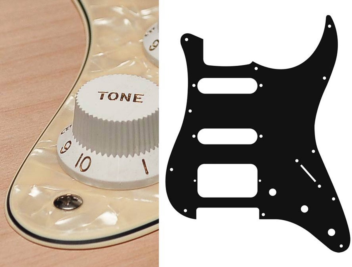 Boston ST-323-PC pickguard, Stallion, SSH, 3 pot holes, 3-5 switch, 3 ply, pearl cream