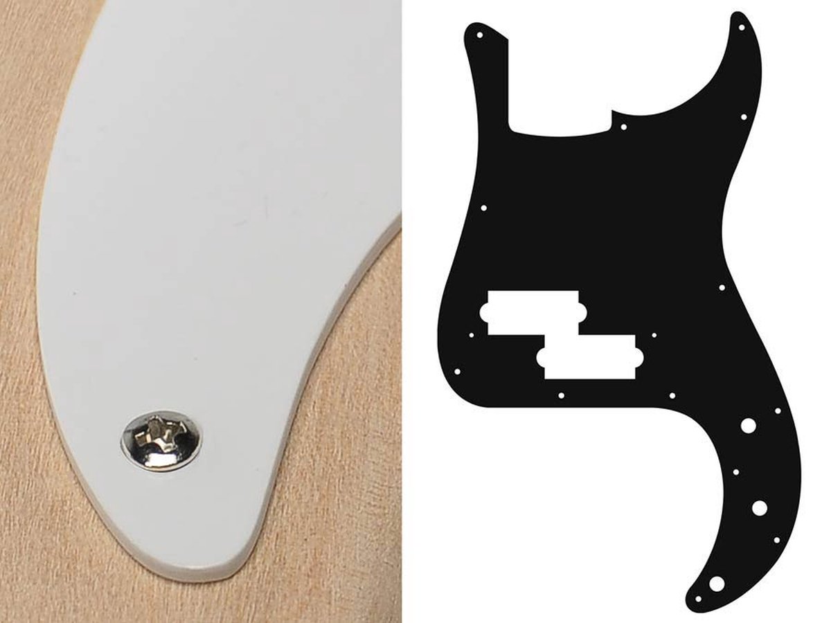 Boston PB-115-W pickguard, Puncher bass, standard, 1 ply, white