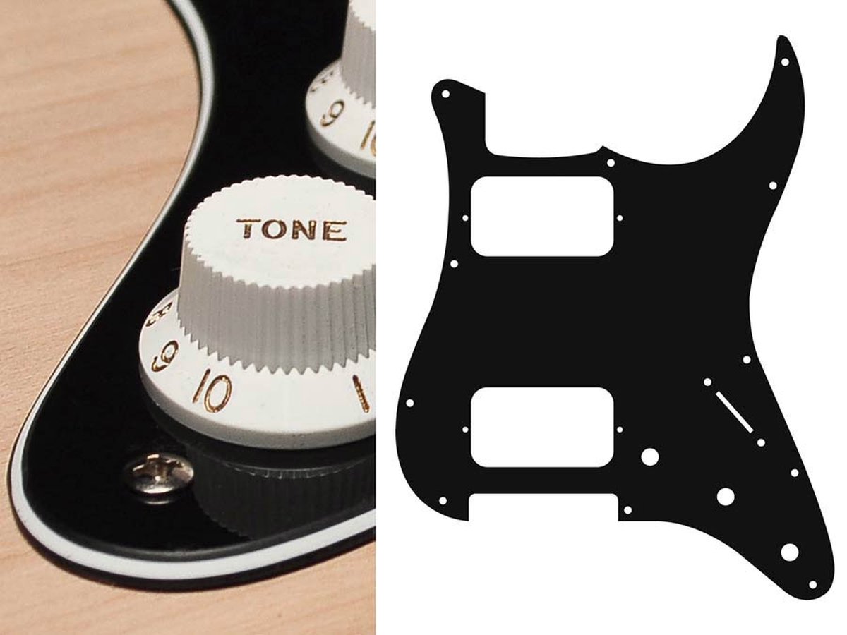 Boston ST-333-BC pickguard, Stallion, HH, 3 pot holes, 3-5 switch, 3 ply, black and cream