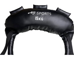 AJ-Sports Bulgarian Power Bag 15kg - Sandbag - Weightbag - Zandzak - Powerbag - Geschikt voor Crossfit & Fitness - Zwart