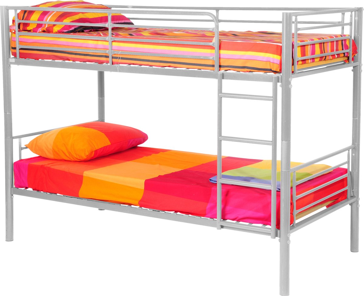 Stapelbed Twin | 90 x 200 | Grijs - Rousseau - Stapelbed - Grijs - Metaal Eenpersoons Stapelbed