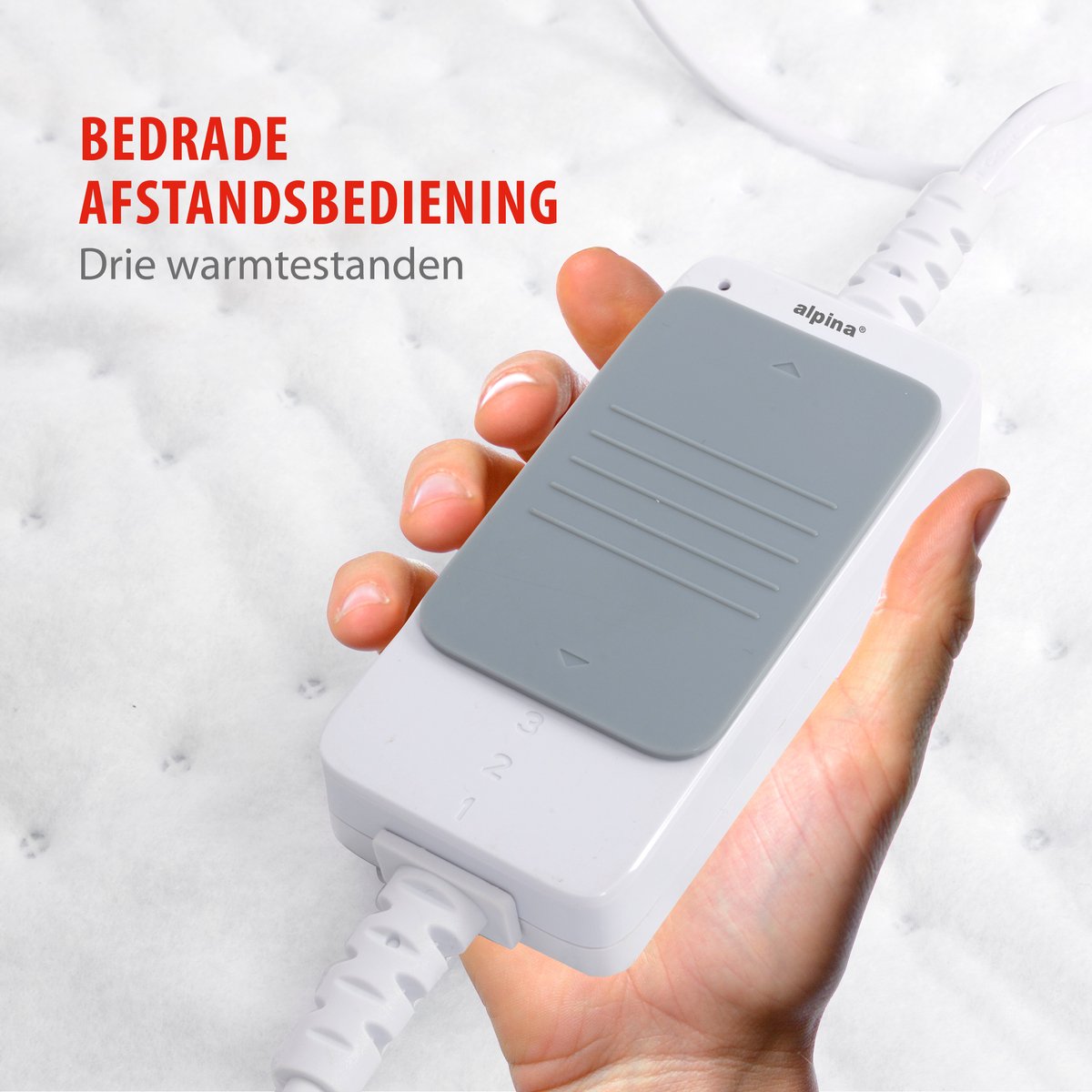 alpina Warmtedeken 1 Persoons - Elektrische Bovendeken - Onderdeken 3 Standen - Wasbare Elektrische Knuffeldeken - Warmte Deken Elektrisch - Elektrische Omslagdeken 80x150 cm - Wit – foto 5