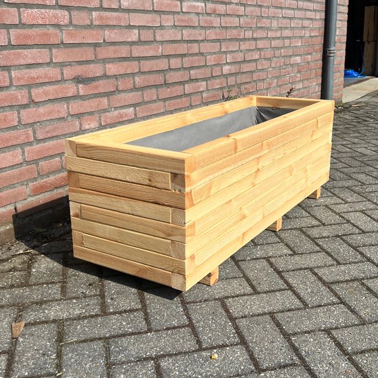 AMISHOUT Jardinière en bois 120x40x36 - naturel | bac à fleurs à l'extérieur