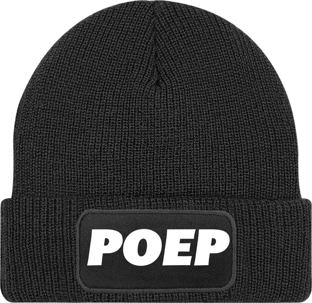 Muts voor heren met gekke tekst - wintersport - one size - cadeau vriend verjaardag - Zwart - Poep