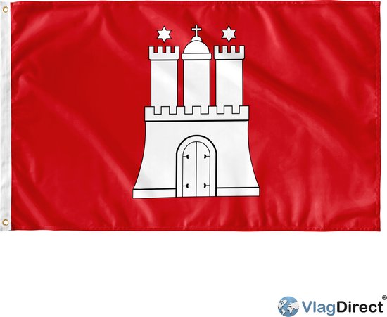 VlagDirect - Hamburgse vlag - Hamburg vlag - 90 x 150 cm.