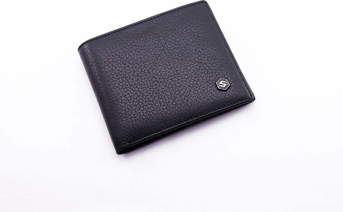 Solido Luxe Zwarte Leren Heren Wallet – Elegante en Duurzame Portemonnee met Vakken voor Kaarten, Briefgeld en Visitekaartjes