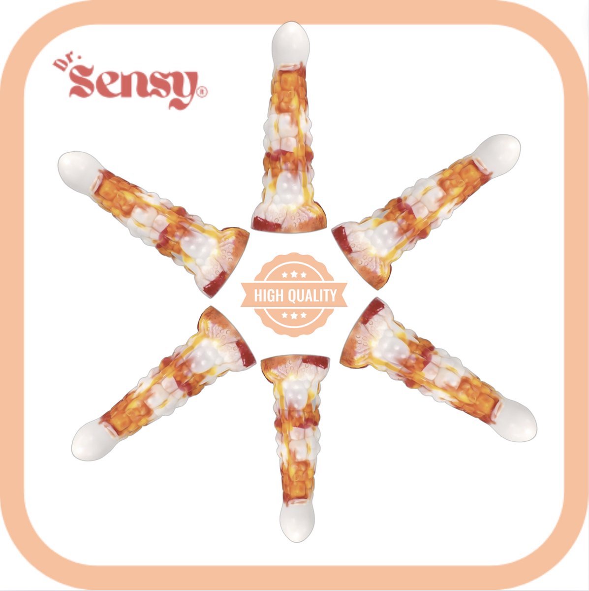 Goedkoopste Dr. Sensy Special Edition Dildo PhwShu - Wit/Rood/Geel - Dildo met Zuignap - Seksspeeltjes - 21,5cm x 5,2cm - Dildo Mannen Anaal - Dildo Vaginaal