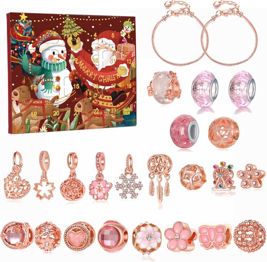 Foto: Kerst advent kalender met diy charm armbanden 24 dagen kerst countdown kalender diy sieraden maken kit cadeau