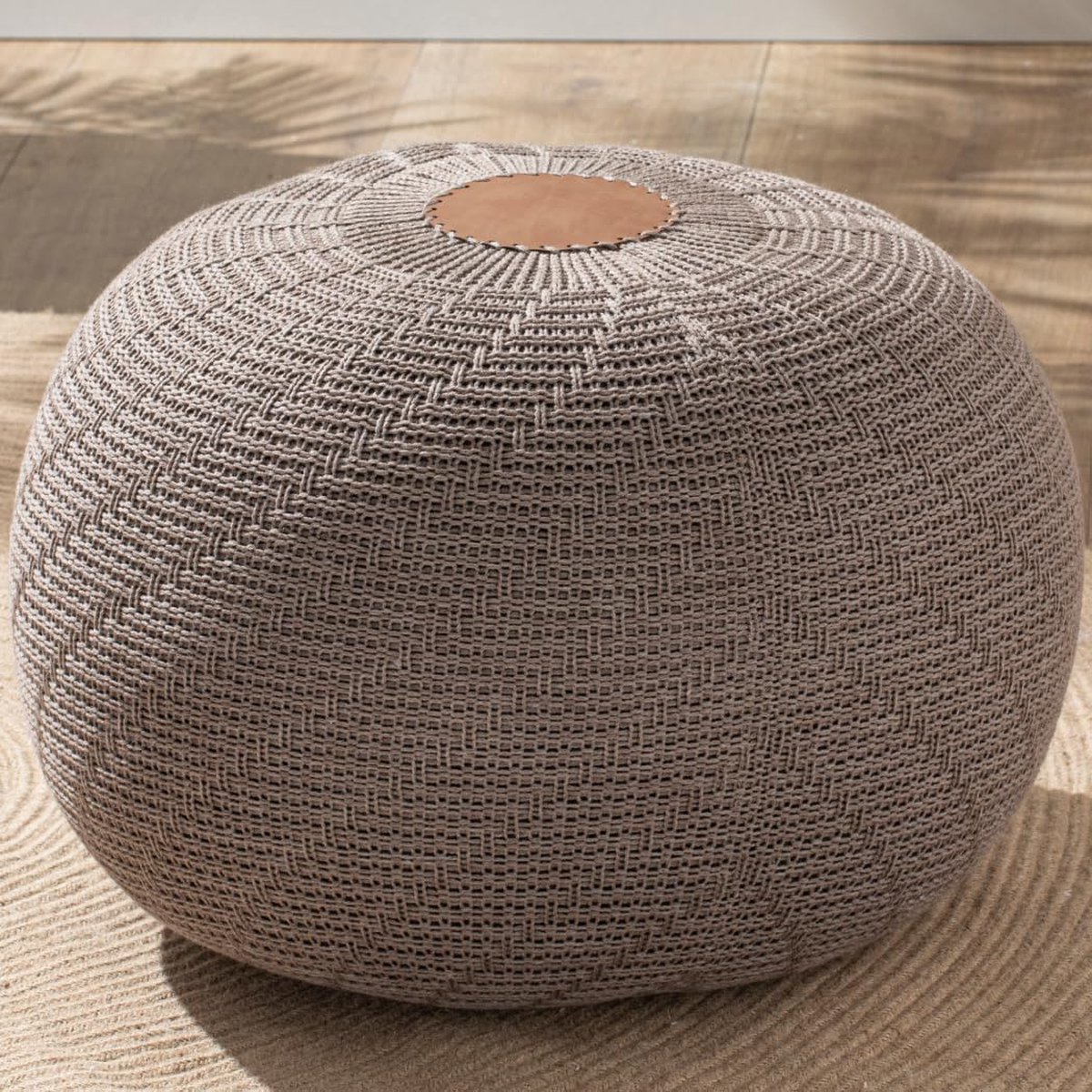 Ronde Gebreide Poef – Multifuntionele Zitkussen voor Woonkamer en Tuin