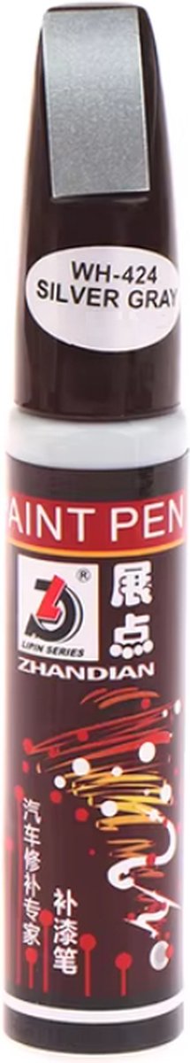 TLVX Lakstift Zilver Grijs - Auto Schade Kras Reparatie Pen en Kwastje in één - Silver Gray Car Scratch Repair - Lak Schade herstellen fiets - Verf Bijtippen – Kras Verwijderen – Sleutelschade Deur – Permanent Kras Lak Herstel - Waterbestendig