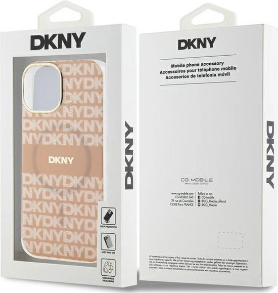 DKNY - IML - Étui MagSafe Mono & Stripe pour iPhone - 15 - Plus / 14 - Plus - Rose