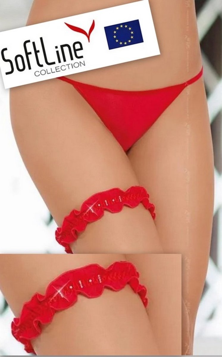 Goedkoopste Elegante kousenband versierd met glimmende juwelen, rood One size