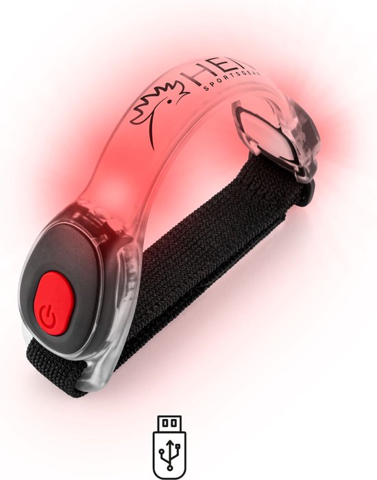Hen Sportsgear LED bracelet éclairage - USB rechargeable - éclairage courant / sécurité - Rouge