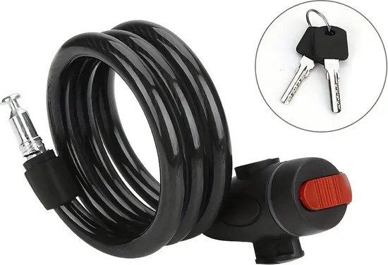 Waledano® Fietsslot met Twee Sleutels - Spiraalslot - Slot voor Fietsen - Fiets Antidiefstalslot - Kettingslot - Fietsaccessoires - Matzwart van waledano — afbeelding 2