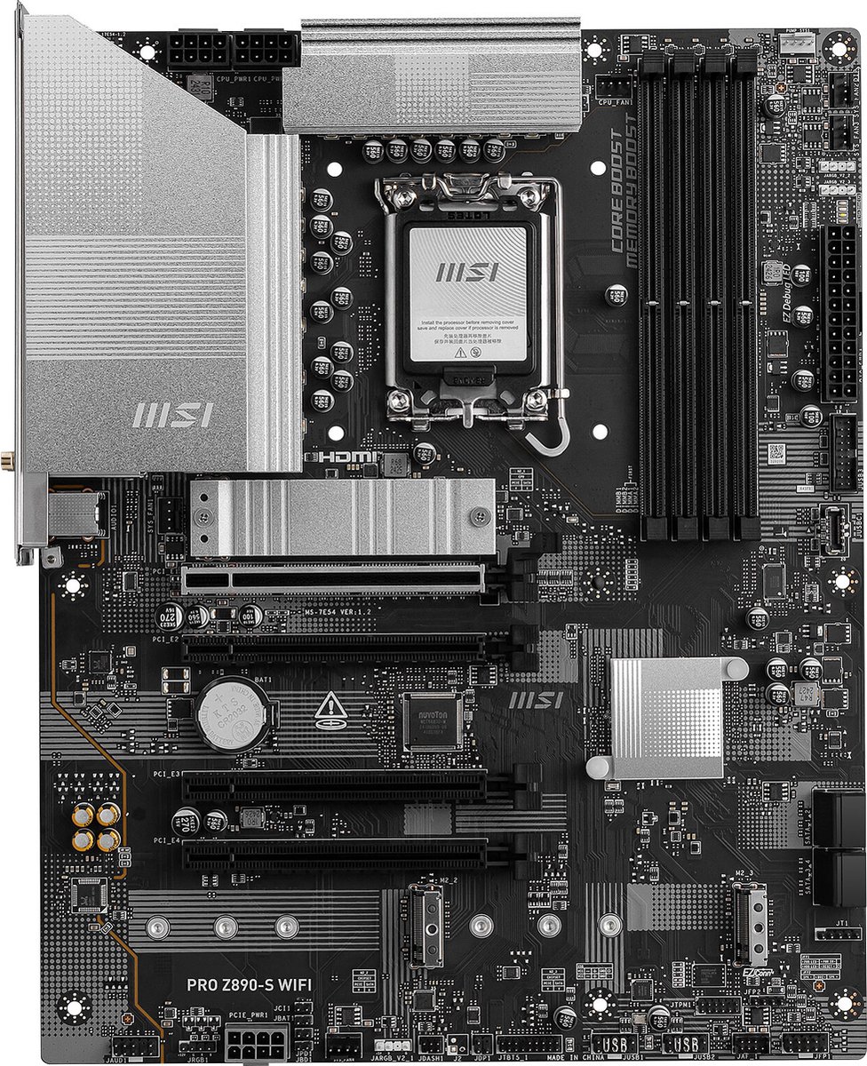 Moederbord - MSI PRO Z890-S WIFI - Intel Z890 - ATX - Compatible met Intel Core Ultra Processoren - LGA 1851 socket
