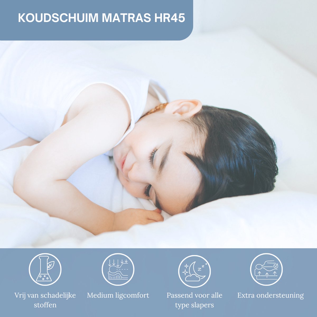 Baby matras 55x110 cm - ledikant - 10 cm dik - koudschuim HR+ - ventilerend - medium hardheid - anti-allergisch - afritsbaar en wasbare hoes - CertiPUR® en Okoetex gecertificeerd – foto 2