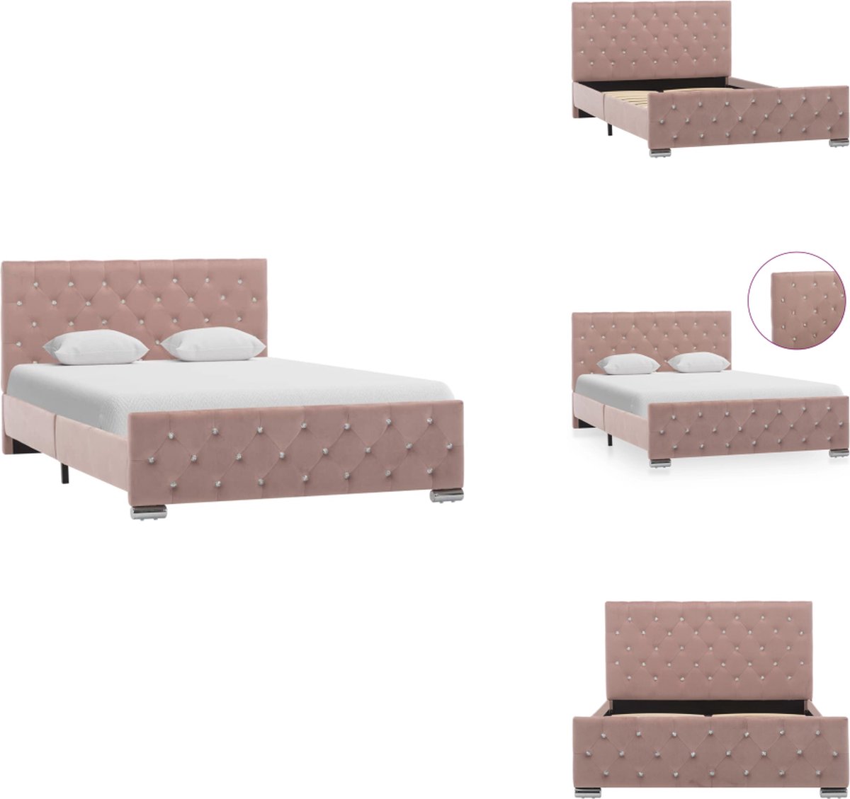 vidaXL Bedframe - Bedframes - Bed - Bedden - Bedframe fluweel roze 120x200 cm