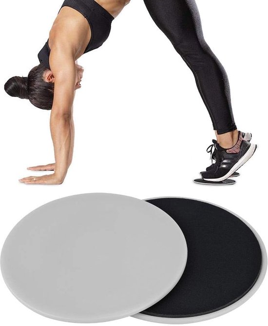 JSM FITNESS® Glijdende schijven, glijpads voor oefeningen, dubbelzijdige slider-pads voor fitnessoefeningen op de grond, glider-schijven voor buiktraining, gliding discs - 2 stuks