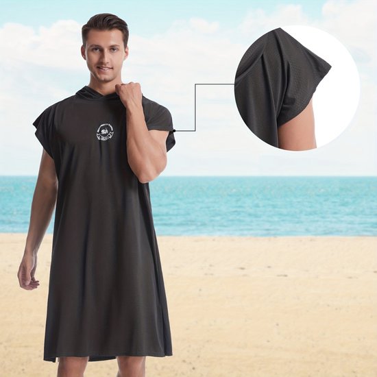 Bovista Surf Poncho pour Adultes - Serviette à langer douce - Femme et homme - Zwart