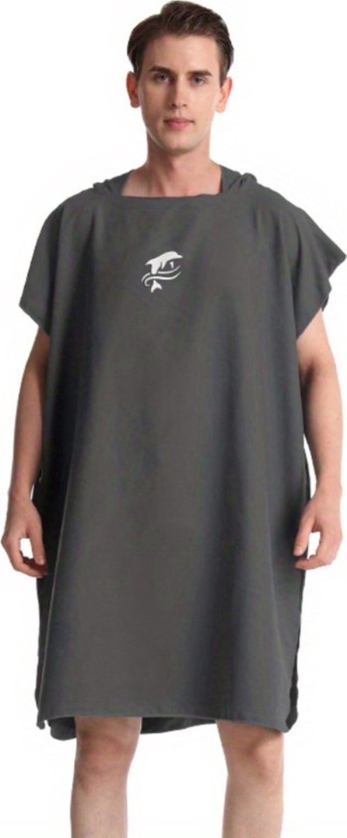 Bovista Surf Poncho - Dames - Heren - Omkleed Handdoek - Volwassenen - Zacht - Poncho - Donkergrijs