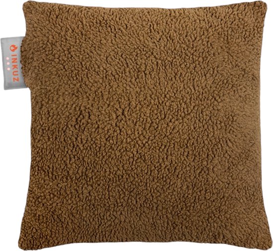 Inkuz - Warmtekussen - Infrarood - Draadloos - Teddy - Donker Bruin - Gote powerbank - Oplaadbaar - Warmte kussen - 45x45
