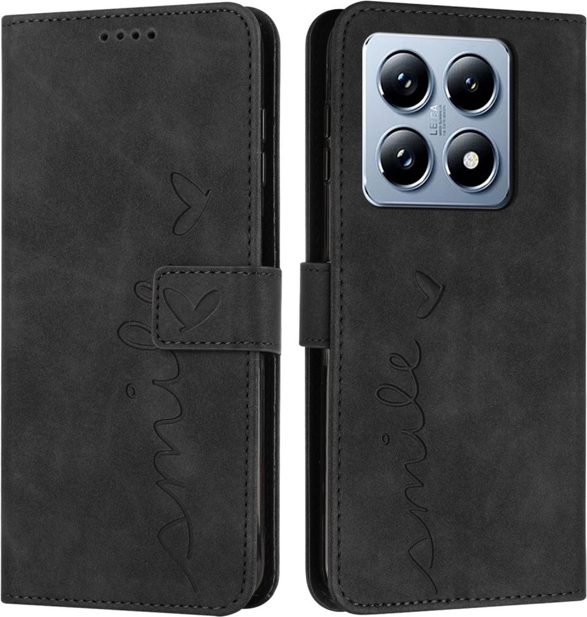 Coverup Hoesje - Geschikt voor Xiaomi 14T Hoesje - Coverup Smile Book Case - Zwart