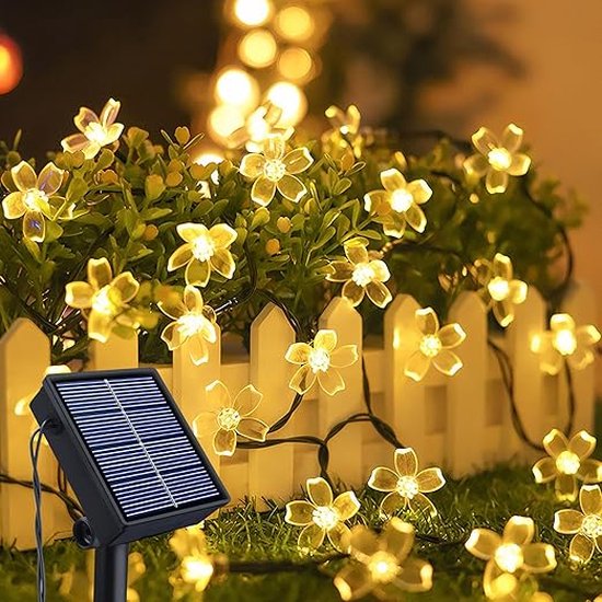 Lichtsnoer op zonne-energie, voor buiten, 8 m, 16 gloeilampen