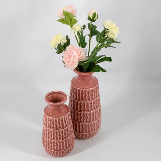 Vase faïence Aztèque rose