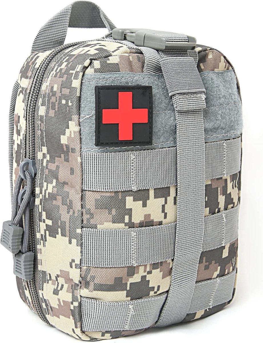 Goedkoopste Tactische Medische Kit, Outdoor Medische Tas, EHBO-Kit Militair, Nylon Tactische Eerste Hulp Kit voor Outdoor, Noodtas, Eerste Hulp Zak, Camouflage Grijs