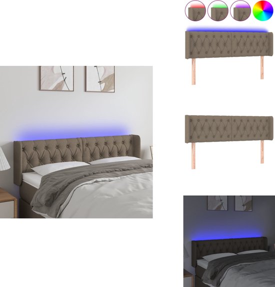 vidaXL Tête de lit LED 147x16x78/88 cm Taupe Tissu