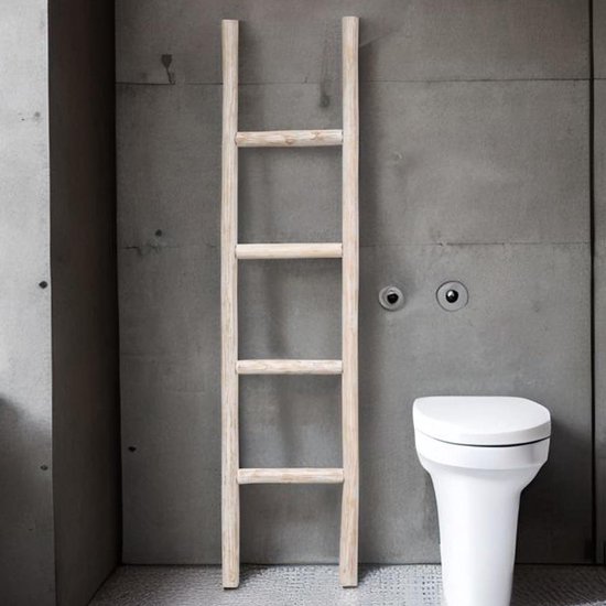 Houten decoratie ladder | White wash | 50x5x175