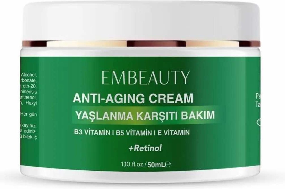 Goedkoopste Embeauty Anti-verouderings- en Antirimpel Verzorgings Creme Gezichts- en Oogcontour Antirimpelcrème Vitamine B3, B5 & E 50 ml