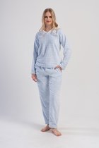Huispak voor dames, behaaglijk warm winter- vrijetijdspak voor dames, grote maten, fleece nachthemd, winter, fleece, lange pyjama met zakken, warme pyjama, huispak, behaaglijk, 2-delige set, roze, XL
