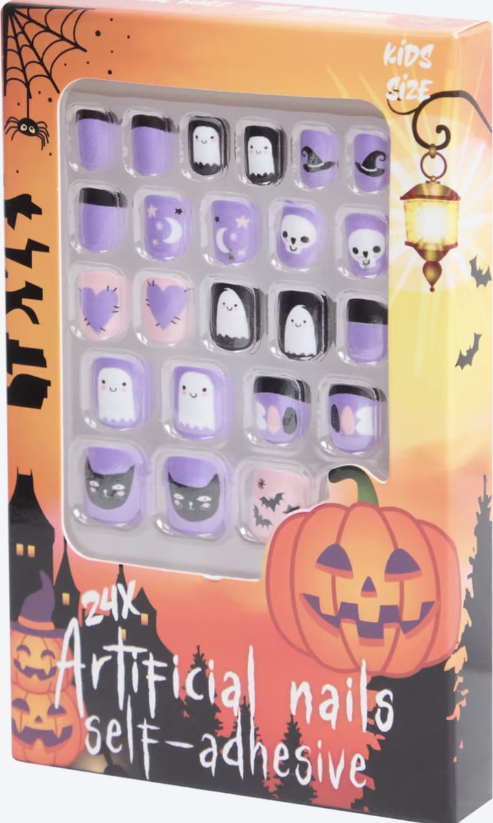Goedkoopste Nepnagels Halloween voor Kids - 24 stuks - zelfklevende plaknagels - paars - Kinderen