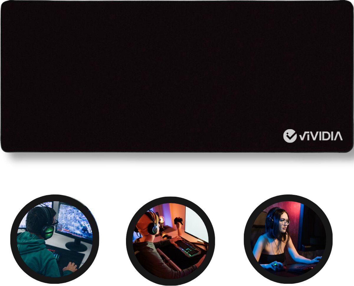 VIVIDIA Muismat XXL – Ergonomische Gaming Muismat – Mousepad XXL Gaming – 120x60CM - Zwart