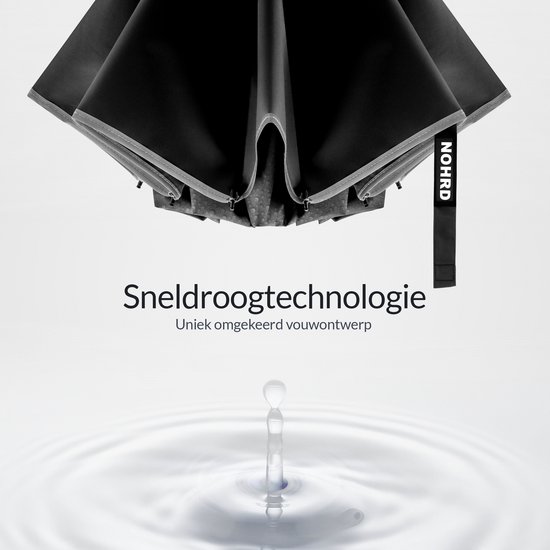 Nohrd Stormparaplu - Zwart - Paraplu Opvouwbaar - Stormbestendig 108 km/h - Stormparaplu's - Automatisch In- en Uitklapbaar - Reflecterend - Paraplu's - Incl. Beschermhoes