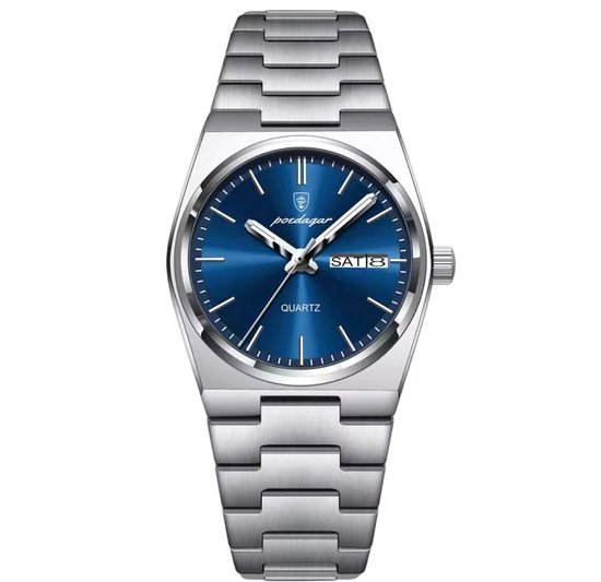 Montre Femme de Luxe - Femme - Bracelet Argent - Argent et Blauw - Coffret Luxe -