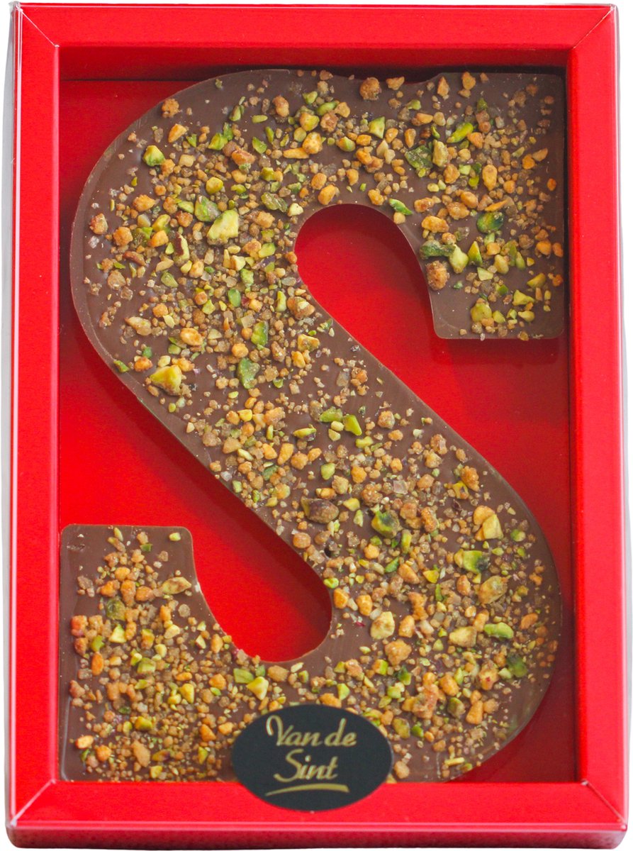 Lindy's Dubai Chocoladeletter - Letter S - Gevuld met Pistache en Kadayif - Melk - 200 gram