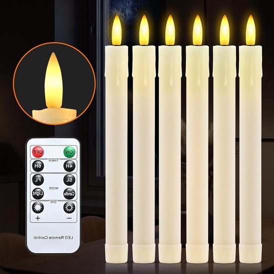 LED Table Candles, Ymenow 6 Pack Battery Operated Flameless Stick Candles with Remote Control, Timer and Silver Candle Holders, Battery Includes Flickering Candle for Home Wedding Decoration LED Table Candles, Ymenow 6 Pack Battery Operated Flameless Stick Candles with Remote Control, Timer and Silver Candle Holders, Battery Includes Flickering Candle for Home Wedding Decoration