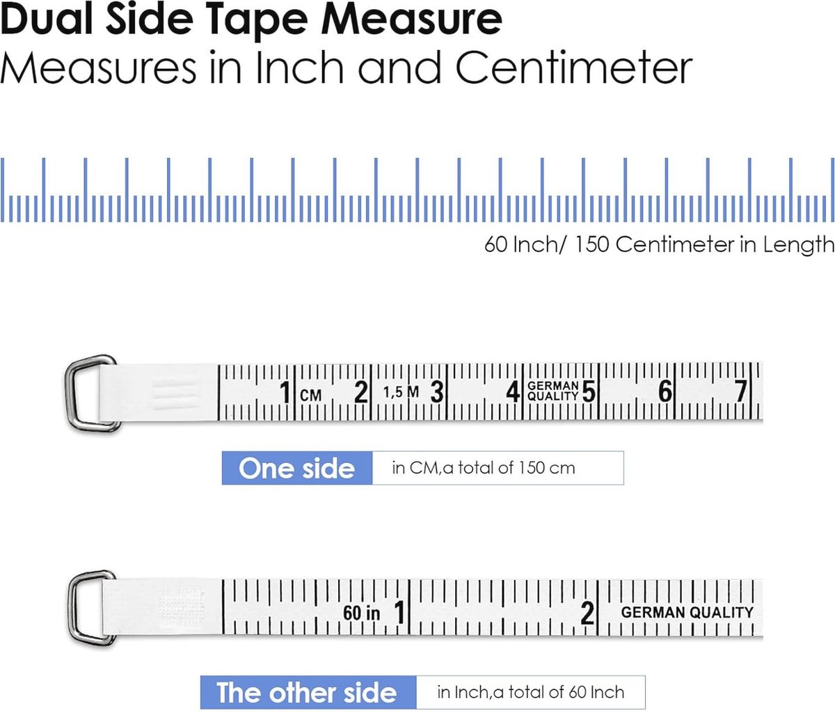 Flexibele Lichaamsmeting Bandmeter - Zachte Liniaal Meetlint 150 cm - RetractieOntwerp met Sleutelhanger