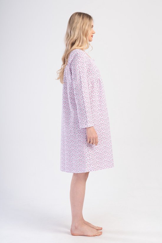 Vienetta - Chemise de Nuit Femme, Manches Longues, Rose - XXL