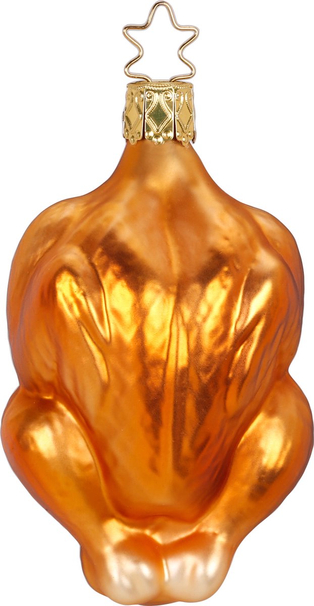Inge Glas - Kerstornament - Bruine Gebraden Kalkoen - 9.5cm - Kalkoen Kerstbal - Glazen Kersthanger
