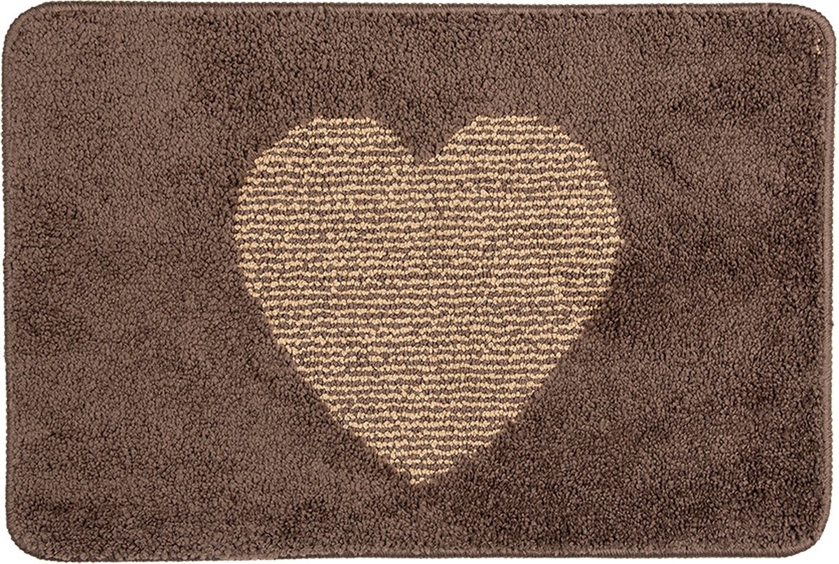 Badmat 58x38x1 cm Bruin Polyester Hart