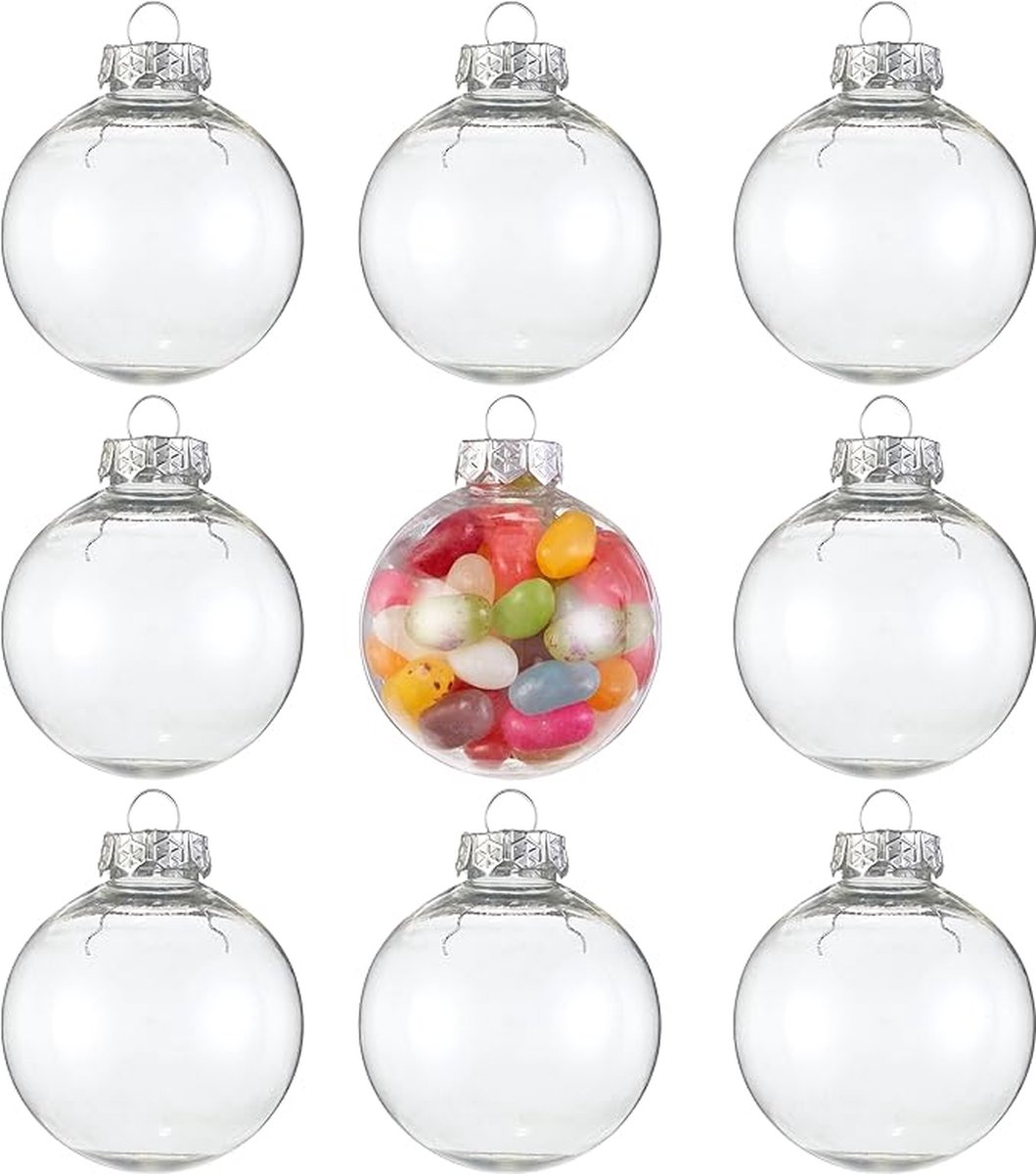 30 Boules De Noël Transparentes 5 Cm à Remplir – Boules Plastique Incassables Personnalisables – Idéal DIY Sapin, Guirlandes, Cadeaux